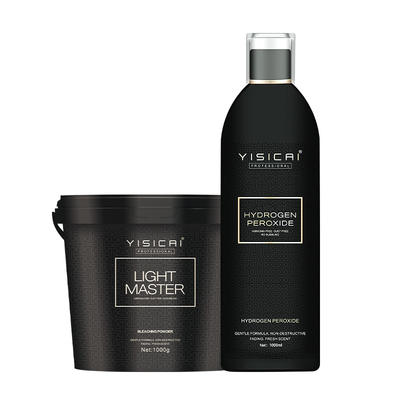 Harga yang bagus Bubuk Pemutih Rambut 9 Tingkat Private Label Warna Biru Muda Formula Herbal Rendah Amonia Bersertifikat GMP Kosmetik Profesional on line